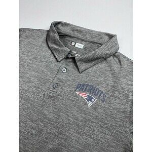 New England Patriots NFL Team Apparel Gray Short Sleeve Polo Shirt NFL Size L